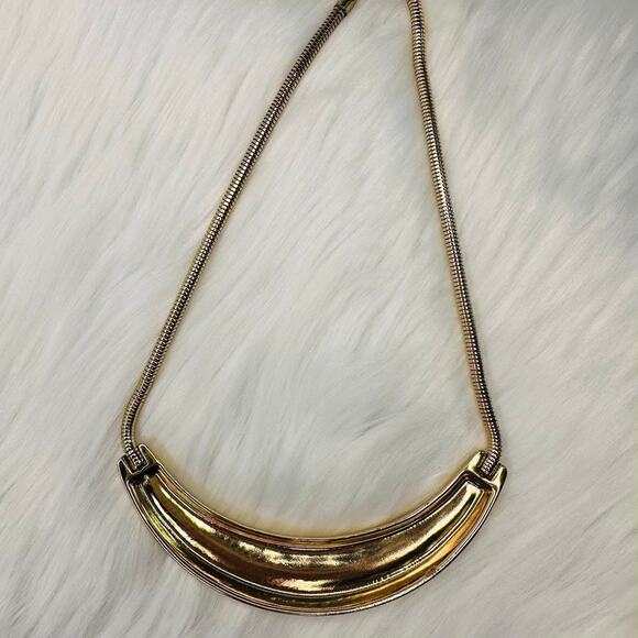 Vintage Goldtone Modern Statement Necklace - Picture 5 of 6